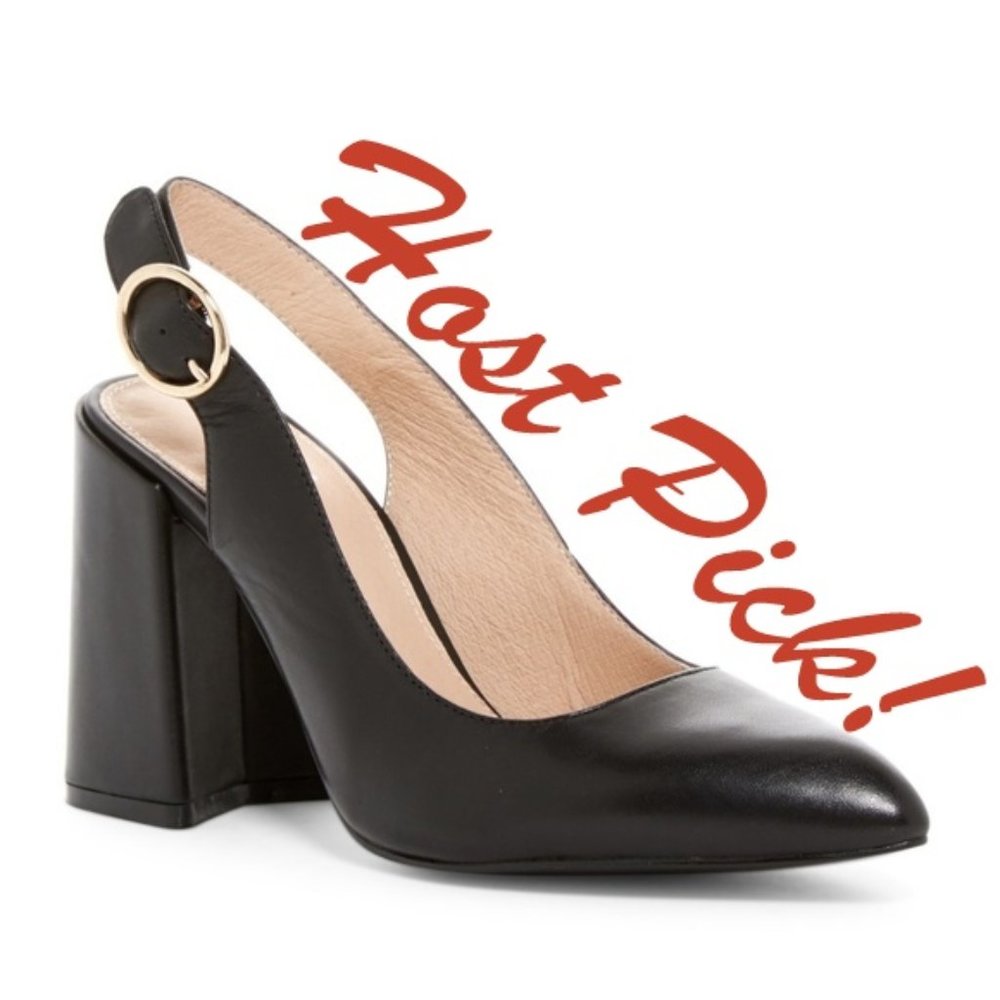 SHELLYS LONDON New Pumps Leather Comfort Heel BLACK NIB Women's 38 πHP - Picture 1 of 4